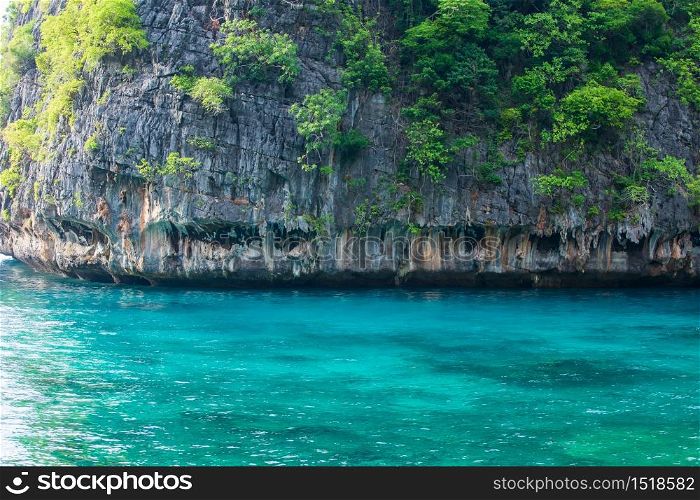 Travel vacation background Tropical island with resorts Phi-Phi island Krabi Province Thailand