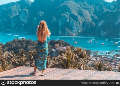 Travel vacation background Tropical island with resorts Phi-Phi island Krabi Province Thailand