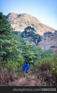 traveler walking on Doi Luang Chiang Dao Mountain Landscape, Chiang Mai, Thailand.