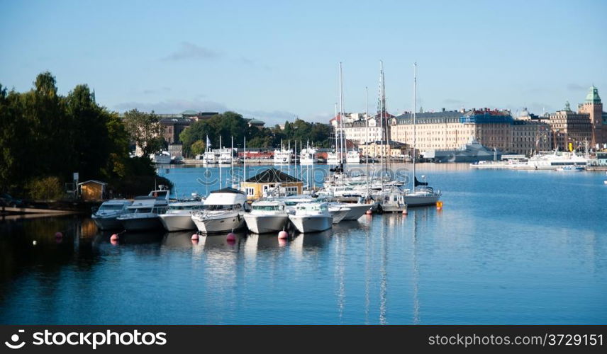 Traveling in Stockholm sweden by ships in summer vacation