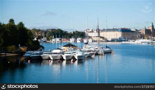 Traveling in Stockholm sweden by ships in summer vacation