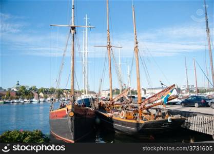 Traveling in Stockholm sweden by ships in summer vacation
