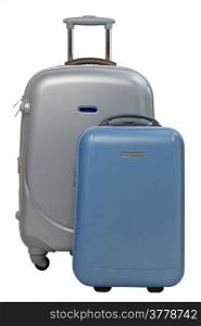 Traveling suitcases on white background