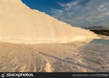 Travertine pools and terraces in Pamukkale, Turkey in a beautiful summer day