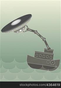 Trawler crane catching a UFO