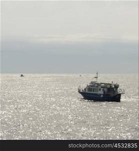 Trawler in sea, Amalfi, Amalfi Coast, Salerno, Campania, Italy