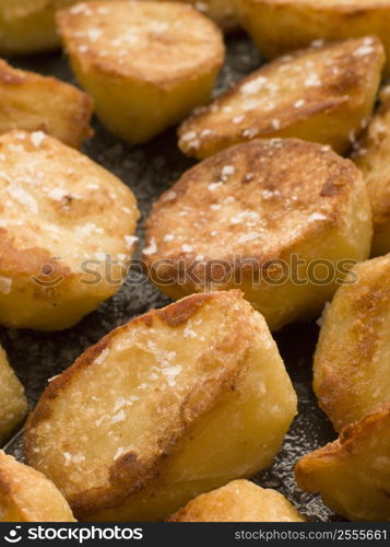 Tray of Roast Potatoes with Sea Salt