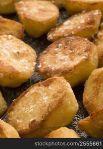 Tray of Roast Potatoes with Sea Salt
