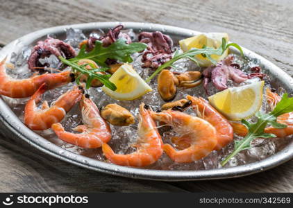 Tray with seafood