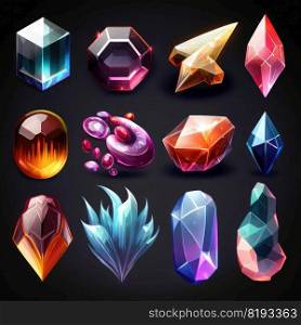 treasure game crystal gem ai generated. icon diamond, stone magic, jewel background treasure game crystal gem illustration. treasure game crystal gem ai generated