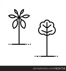 Tree Icon, Perennial Plant Whose Stem Trunk Are Elongated Vector Art Illustration