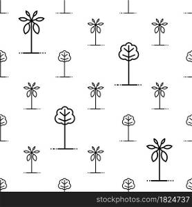 Tree Icon Seamless Pattern, Perennial Plant Whose Stem Trunk Are Elongated Vector Art Illustration