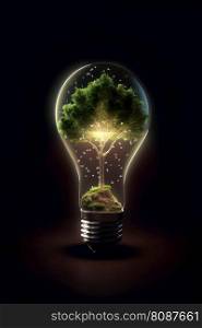 Tree in lightbulb business green concept. Ai generated.
