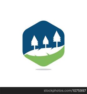 Tree Logo in Circle Shape. Nature Landscape Logo Design.