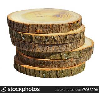 Tree slices with barks