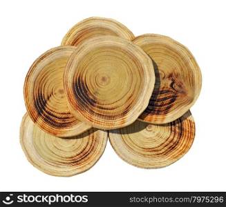 Tree slices without barks