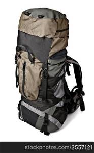 Trekking backpack (rucksack) isolated on white background