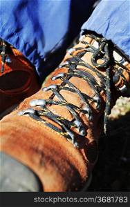 trekking boots close up