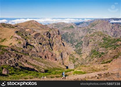 Trekking from Pico do Arieiro to Pico Ruivo, Madeira island, Portugal