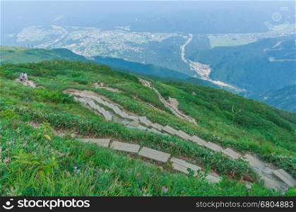 Trekking trail on Shirouma mountains in Hakuba, Nagano,Japan