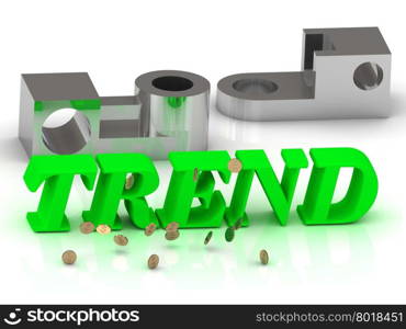 TREND- words of color letters and silver details on white background