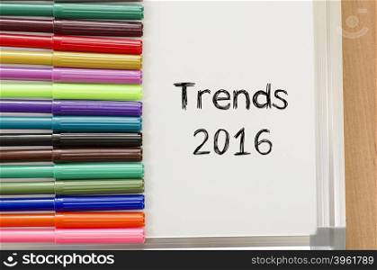 Trends 2016 text concept and colored pens