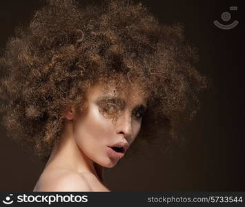 Trendy Charismatic Woman with Frizzy Hairdo