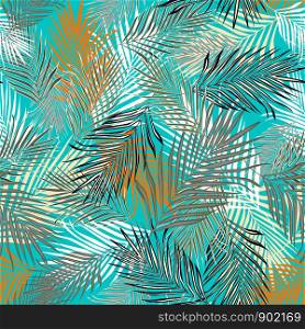 Trendy exotic plant seamless pattern. Tropical palm leaves pattern. Abstract botanical background. Fern leaf wallpaper. Trendy fabric design. Vector illustration. Trendy exotic plant seamless pattern. Tropical palm leaves pattern.