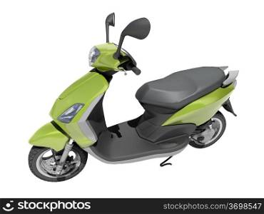 Trendy green scooter close up on a light background