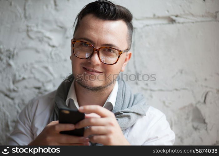 Trendy man working in startup office