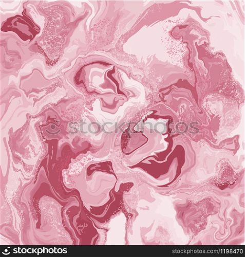 Trendy pink marble texture with rose gold. Paint swirls beautiful art. Abstract foliage rose gold blush background. Chic trendy print vector illustration.. Trendy pink marble texture with rose gold.