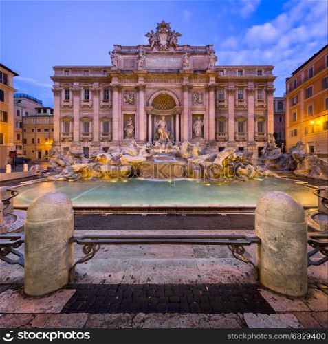 Trevi Fountain and Piazza di Trevi in the Morning, Rome, Italy