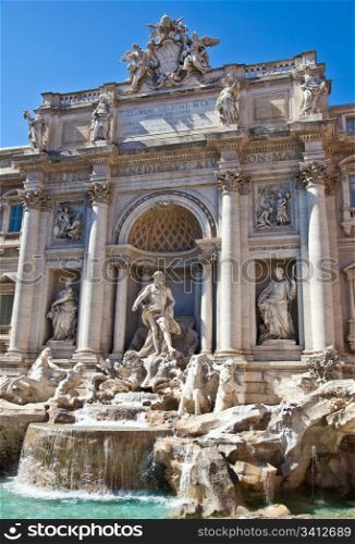 Trevi fountain during a sunny day, Rome, Italy