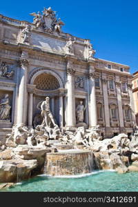 Trevi fountain during a sunny day, Rome, Italy