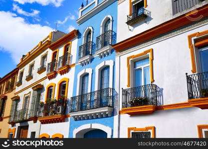 Triana barrio of Seville facades Andalusia Sevilla Spain