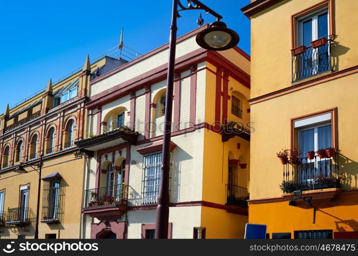 Triana barrio of Seville facades Andalusia Sevilla Spain