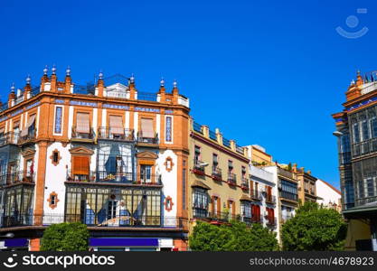 Triana barrio of Seville facades Andalusia Sevilla Spain