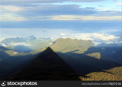 Triangle shadow from Adam&rsquo;s Peak on the mountain in Sri Lanka