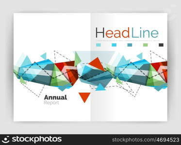 Triangles and lines, annual report flyer brochure template. illustration