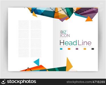 Triangles and lines, annual report flyer brochure template. illustration