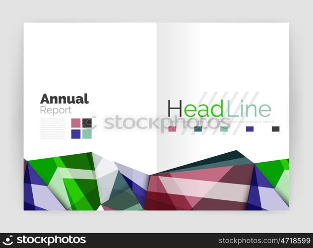 Triangles and lines, annual report flyer brochure template. illustration