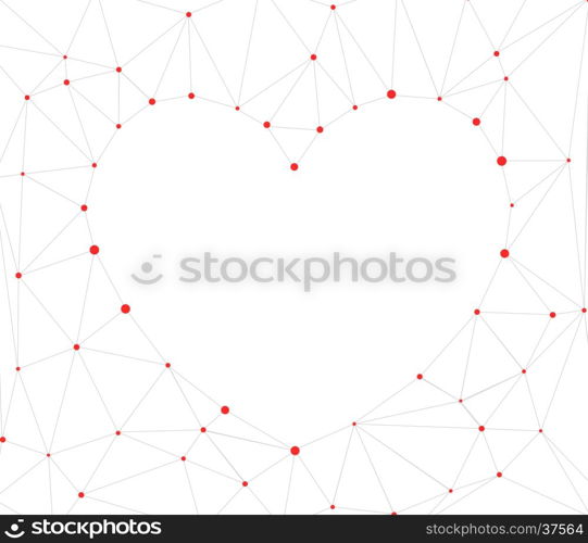 Triangular Heart Background. Trendy Heart Triangular Background. Lowpoly Polygonal illustration.