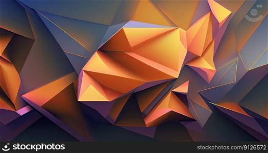 Triangular trendy abstract background. AI generated. Abstract modern low poly banner