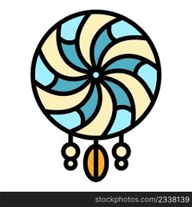 Tribal dream catcher icon. Outline tribal dream catcher vector icon color flat isolated. Tribal dream catcher icon color outline vector