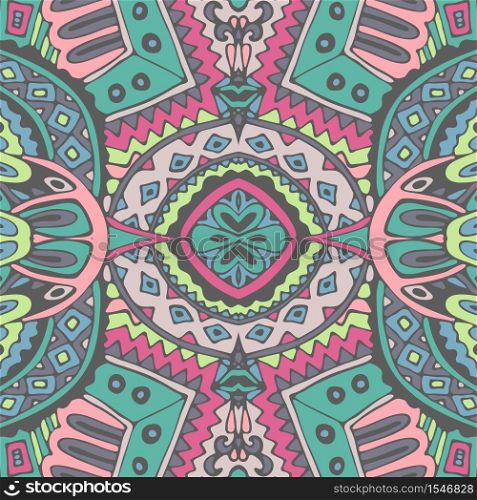 Tribal festive colorful vector abstract geometric ethnic seamless pattern ornamental. Mexican indian style psychedelic textile design. Tribal vintage abstract geometric ethnic seamless pattern ornamental.
