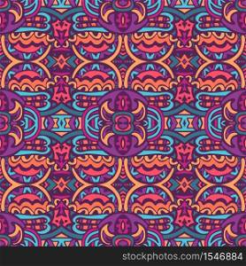 Tribal festive colorful vector abstract geometric ethnic seamless pattern ornamental. Mexican indian style psychedelic textile design. Vector seamless pattern flower colorful ethnic tribal geometric psychedelic mexican print