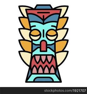Tribal idol icon. Outline tribal idol vector icon color flat isolated on white. Tribal idol icon color outline vector