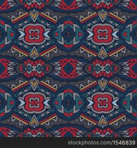 Tribal indian ethnic seamless design. Festive colorful mandala pattern. Tribal vintage abstract geometric ethnic seamless pattern ornamental. Indian striped textile design. Textile ikat
