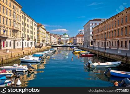 Trieste channel and Ponte Rosso square view, city in Friuli Venezia Giulia region of Italy