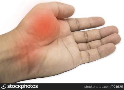 Trigger finger, arthritis, wrist pain isolated on white background with Clipping part
